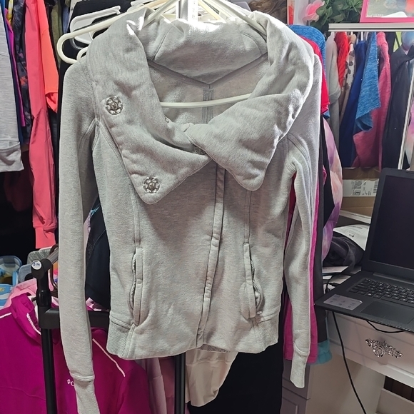 Lululemon Karmacollected Light Gray Cotton Zip Snap Jacket size 4 - Picture 3 of 9